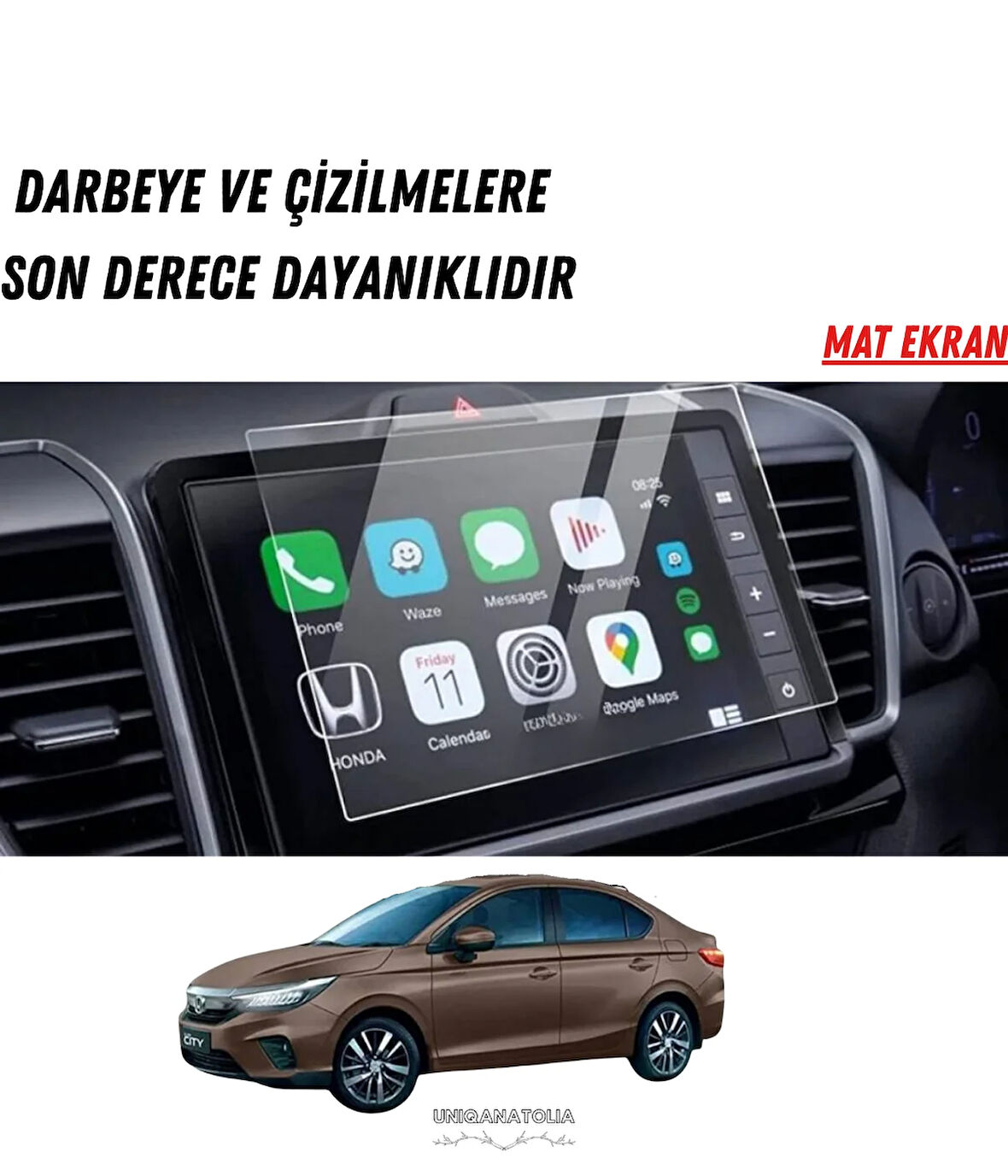 Honda City 2025 Navigasyon ve Multimedya Uyumlu Mat Ekran Koruyucu