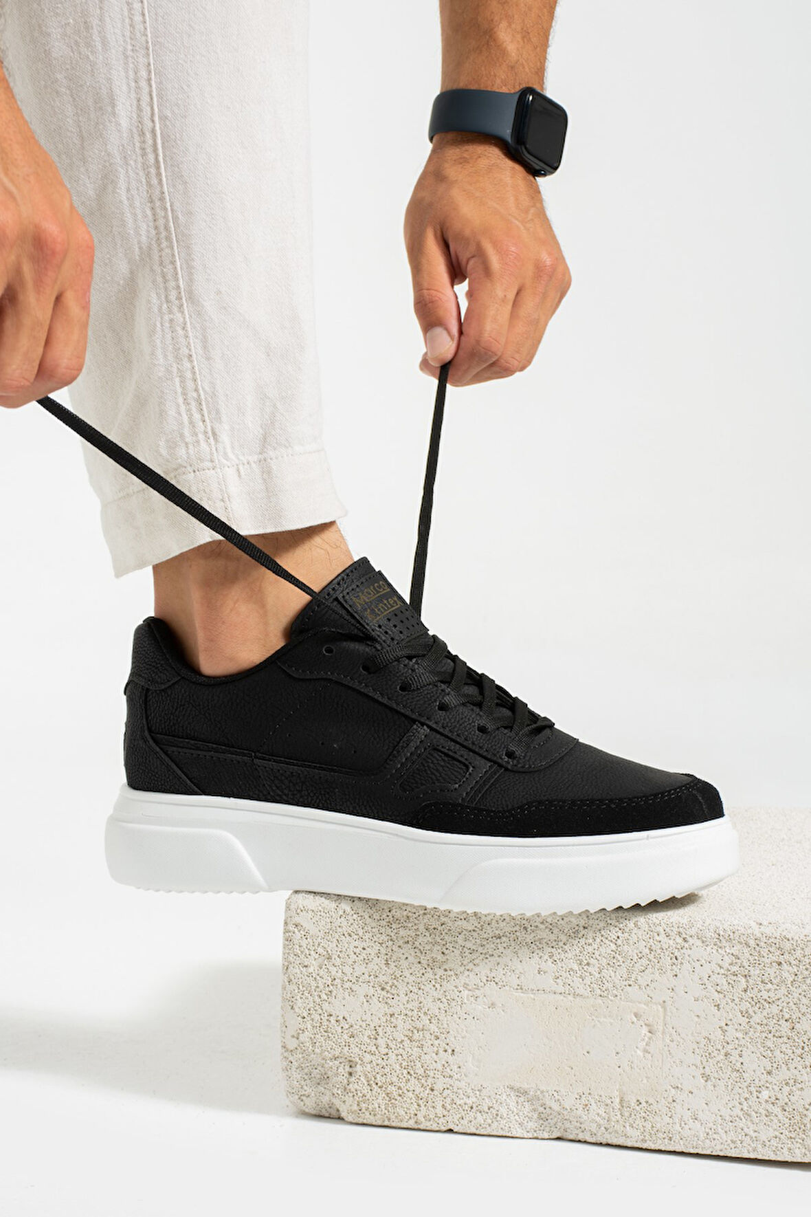 Günlük Erkek Sneaker Yüksek Kalın Tırtıklı Taban Bağcıklı Dikişli Yürüyüş Spor Ayakkabı 2029