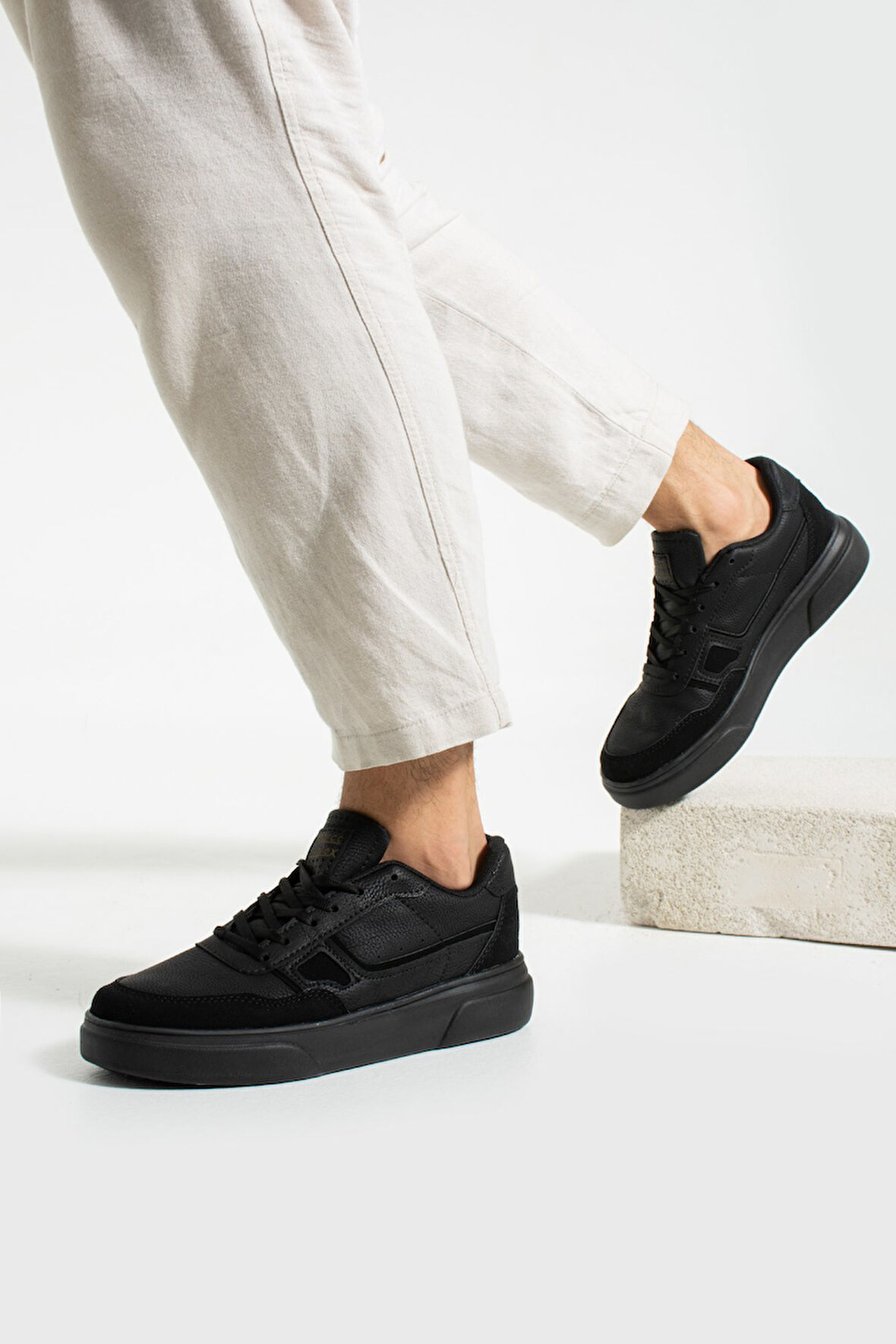 Günlük Erkek Sneaker Yüksek Kalın Tırtıklı Taban Bağcıklı Dikişli Yürüyüş Spor Ayakkabı 2029