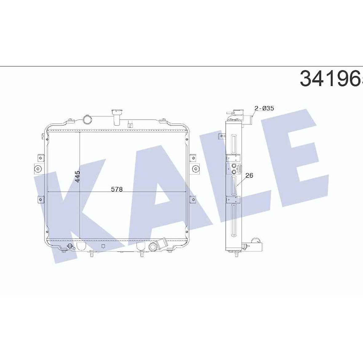 RADYATÖR SU H-100 KAMYONET 05-18 26mm M-T BRAZING