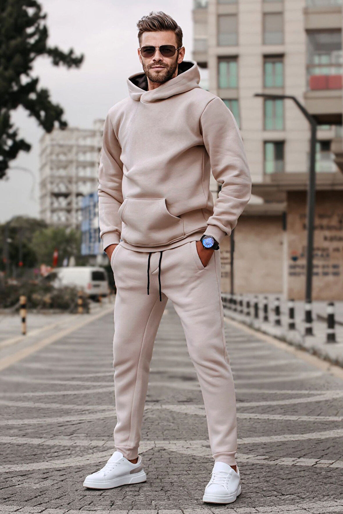 Erkek Kışlık Kapüşonlu Oversize Eşofman Takım