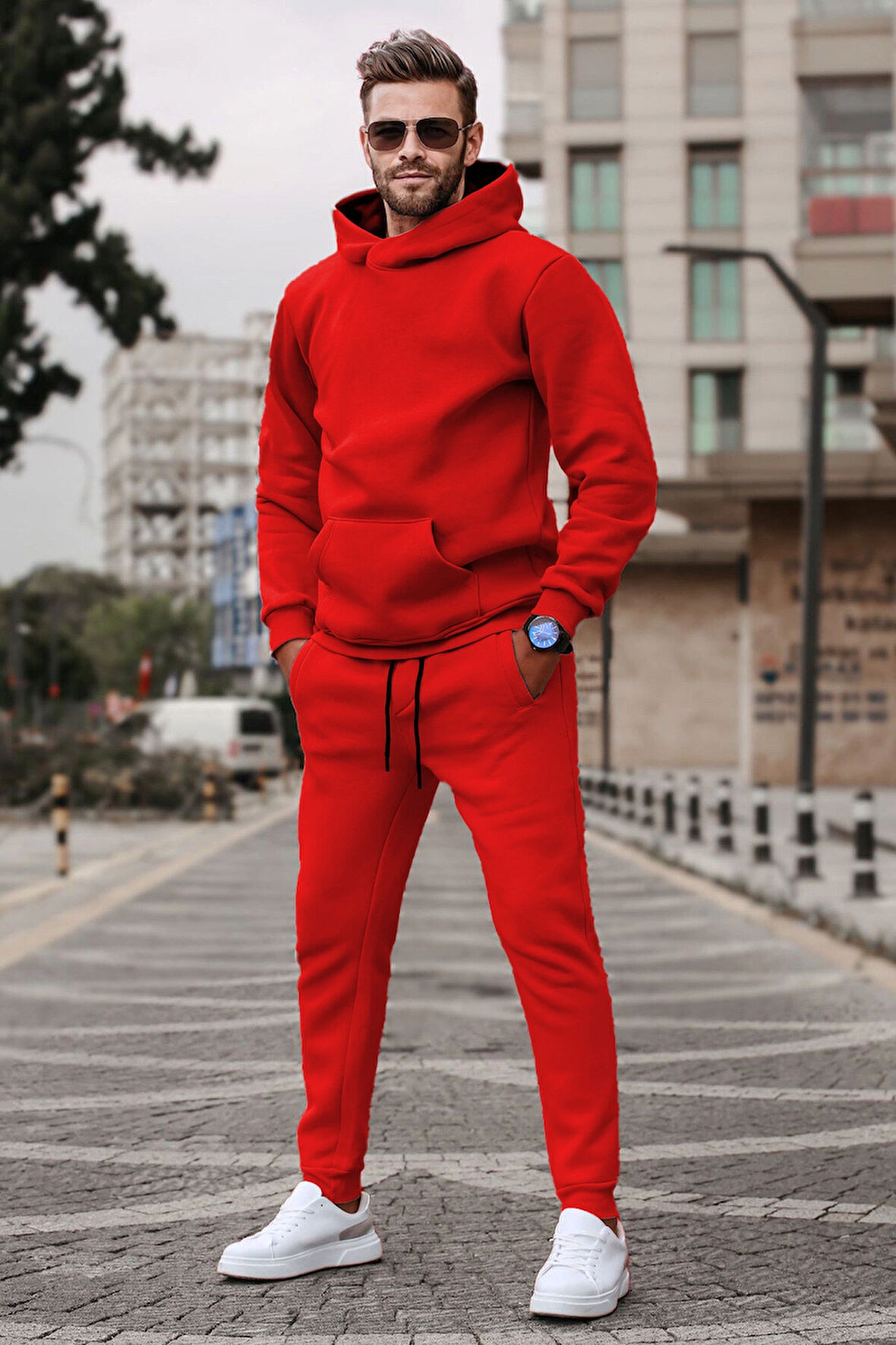 Erkek Kışlık Kapüşonlu Oversize Eşofman Takım