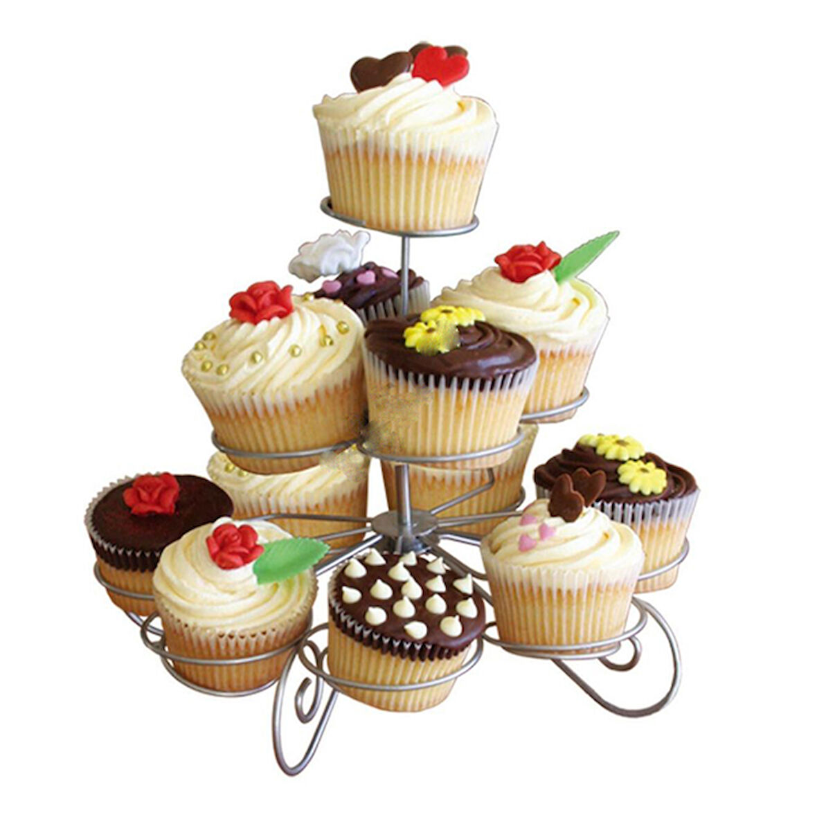 Metal Cupcake Standı 3 Katlı / 13 Lü Kek Standı