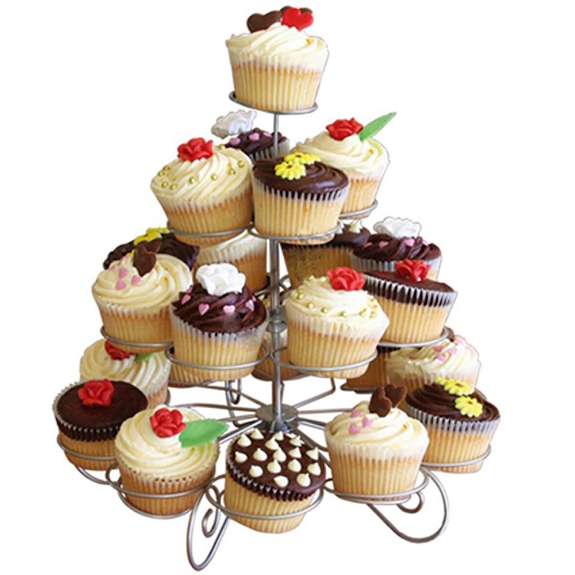 Metal Cupcake Standı 4 Katlı / 23 Lü Kek Standı