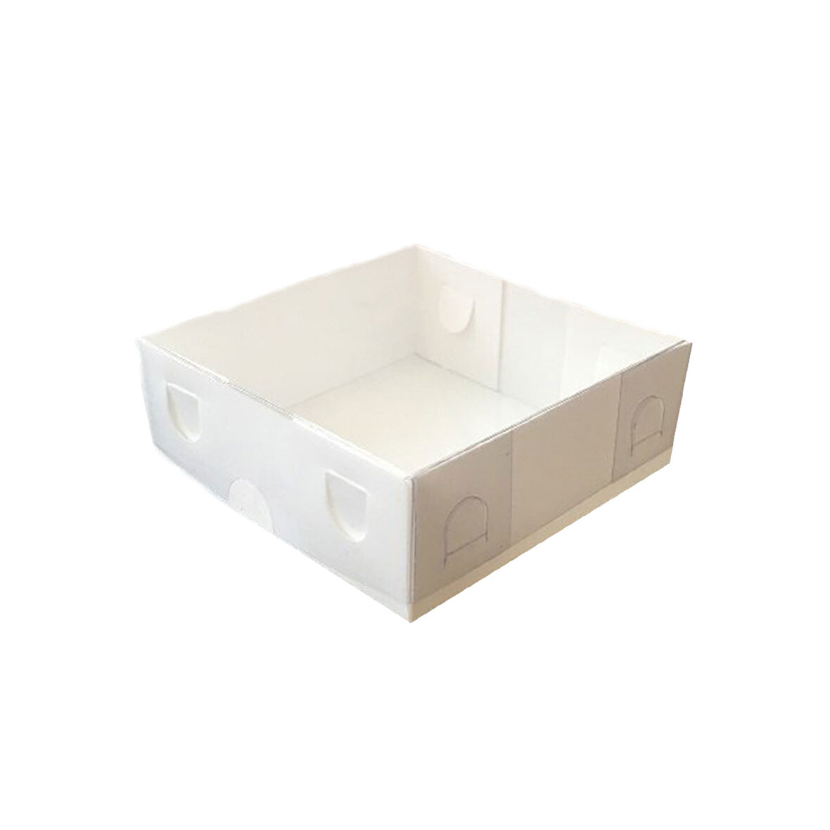 Asetat Kapaklı Karton Kutu  10X10X3 CM (50 Adet)  Beyaz