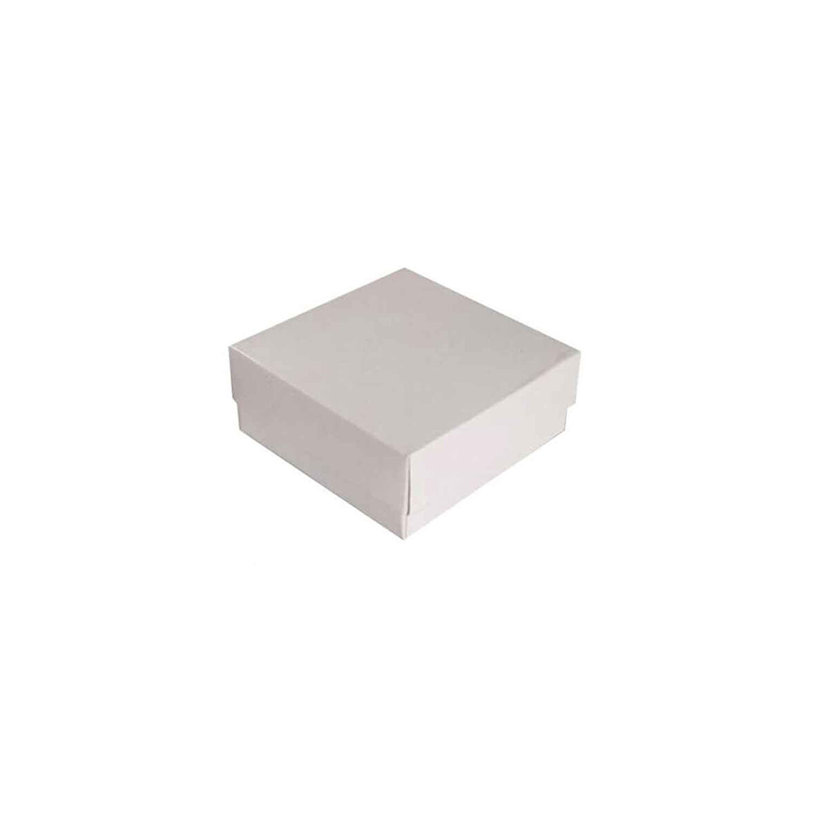 Komple Karton Kutu Düz Renk 7X7X2.2 CM (25 Adet)  Beyaz