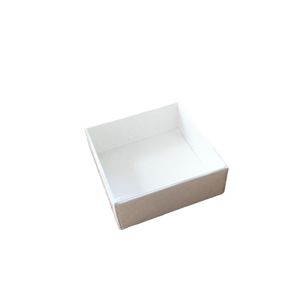 Asetat Kapaklı Karton Kutu 6X6X2.5 CM (50 Adet)  Beyaz