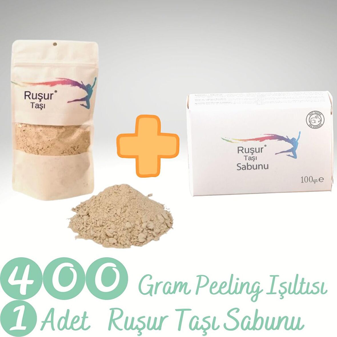 400 Gr Peeling Işıltısı ( +-%10) + RUŞUR TAŞI SABUNU BEYAZ  Doypack