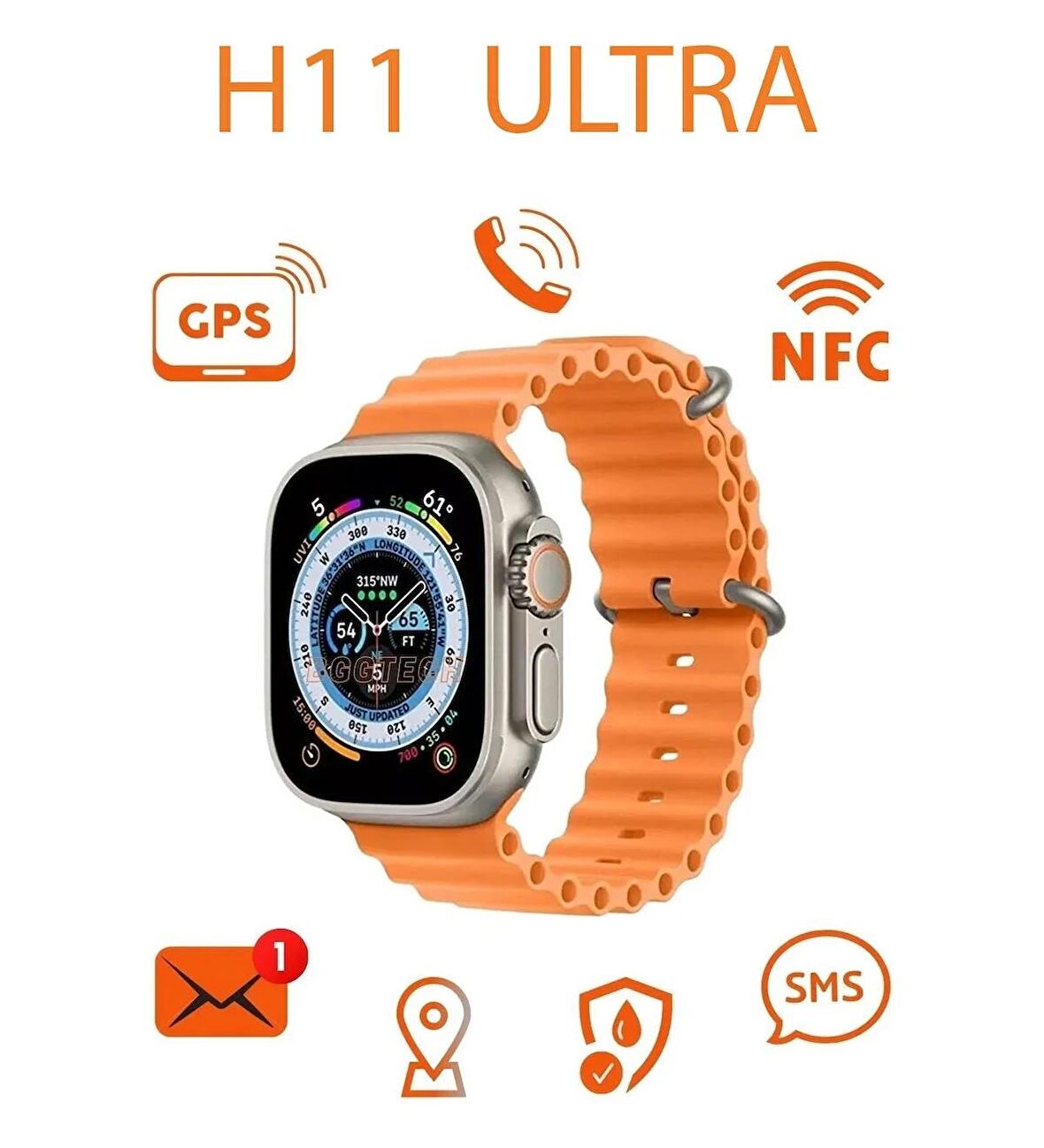 QASUL H11 Ultra Vidalı, Sürekli Açık Kadran Ekran Hd, 49MM Akıllı Saat