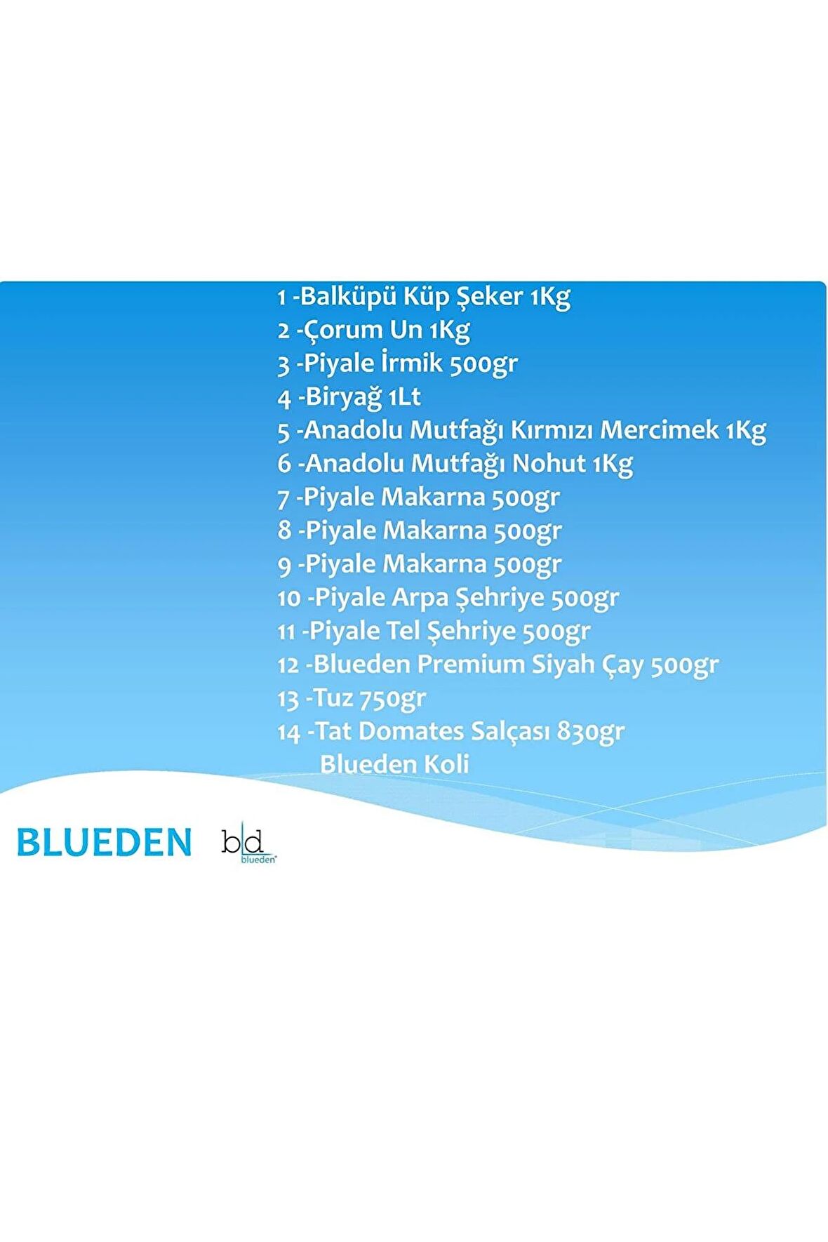 Blueden Ramazan Paketi Kumanya Erzak Gıda Yardım Kolisi 14 Parça 21 nolu Paket