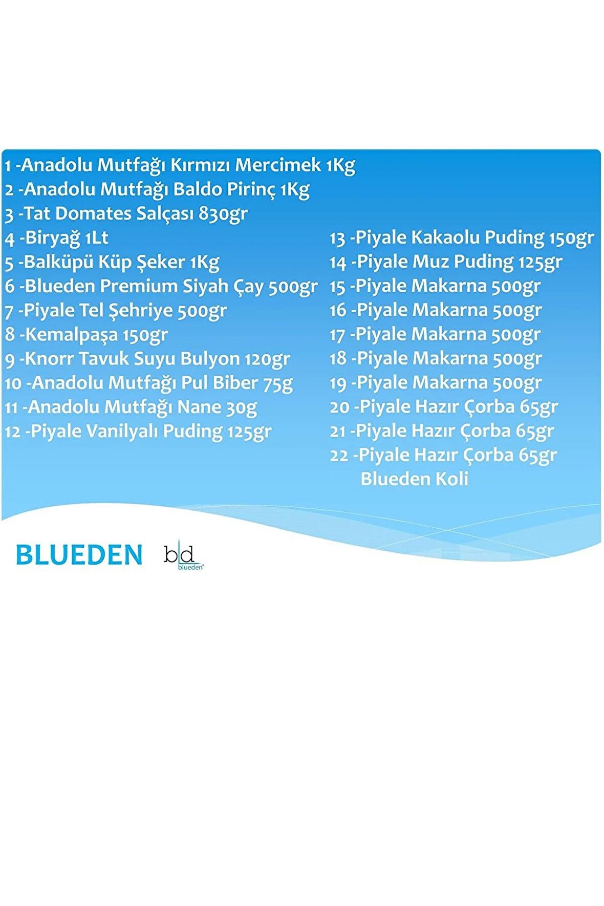 Blueden Ramazan Paketi Kumanya Erzak Gıda Yardım Kolisi 22 Parça 23 nolu Paket