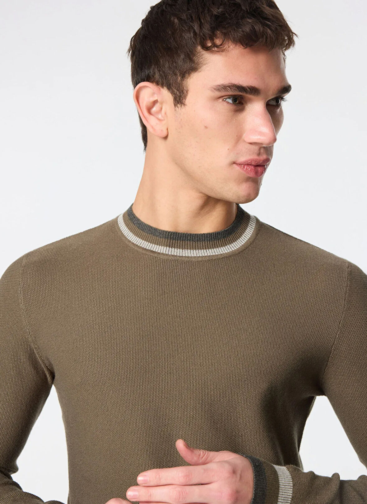 Sseinse Bisiklet Yaka Slim Fit Haki Erkek Kazak MI2802SS