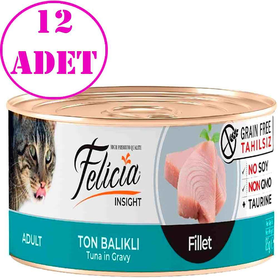 Felicia Tahılsız Ton Balık Filetolu Yaş Kedi Maması 85 Gr 12 AD