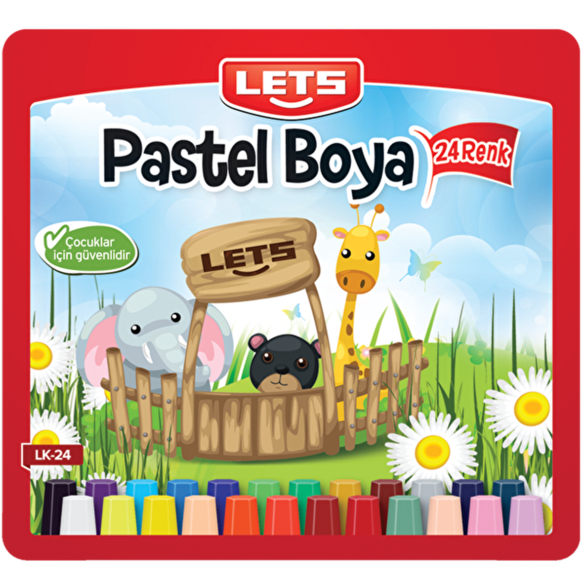 Lets 24 Renk Pastel Boya Plastik Çantalı Lk-24