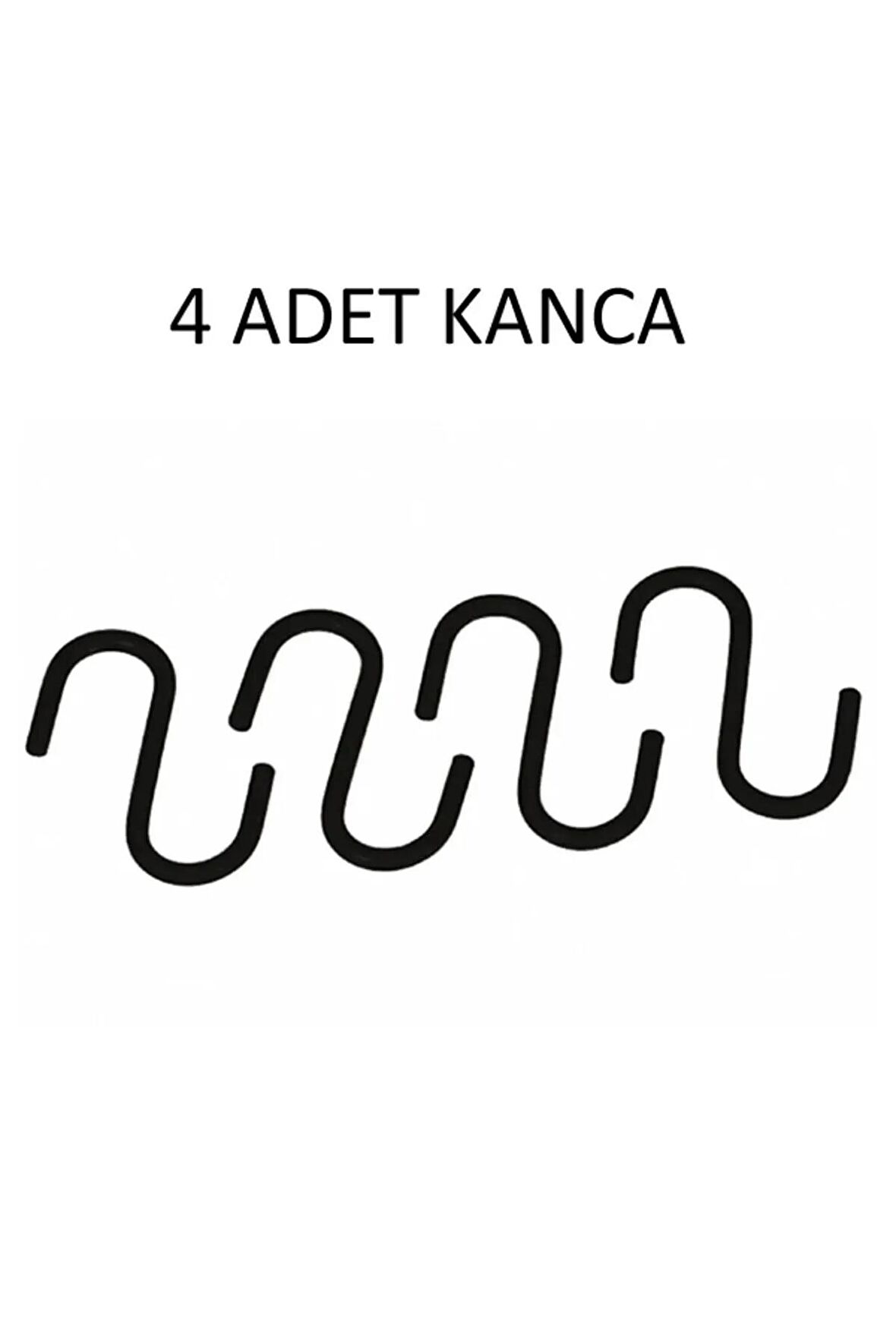 4 Adet, Siyah Renk, 7,5 Cm, Metal Kanca, S Kanca, Es Kanca, Banyo Kanca, Demir Kanca