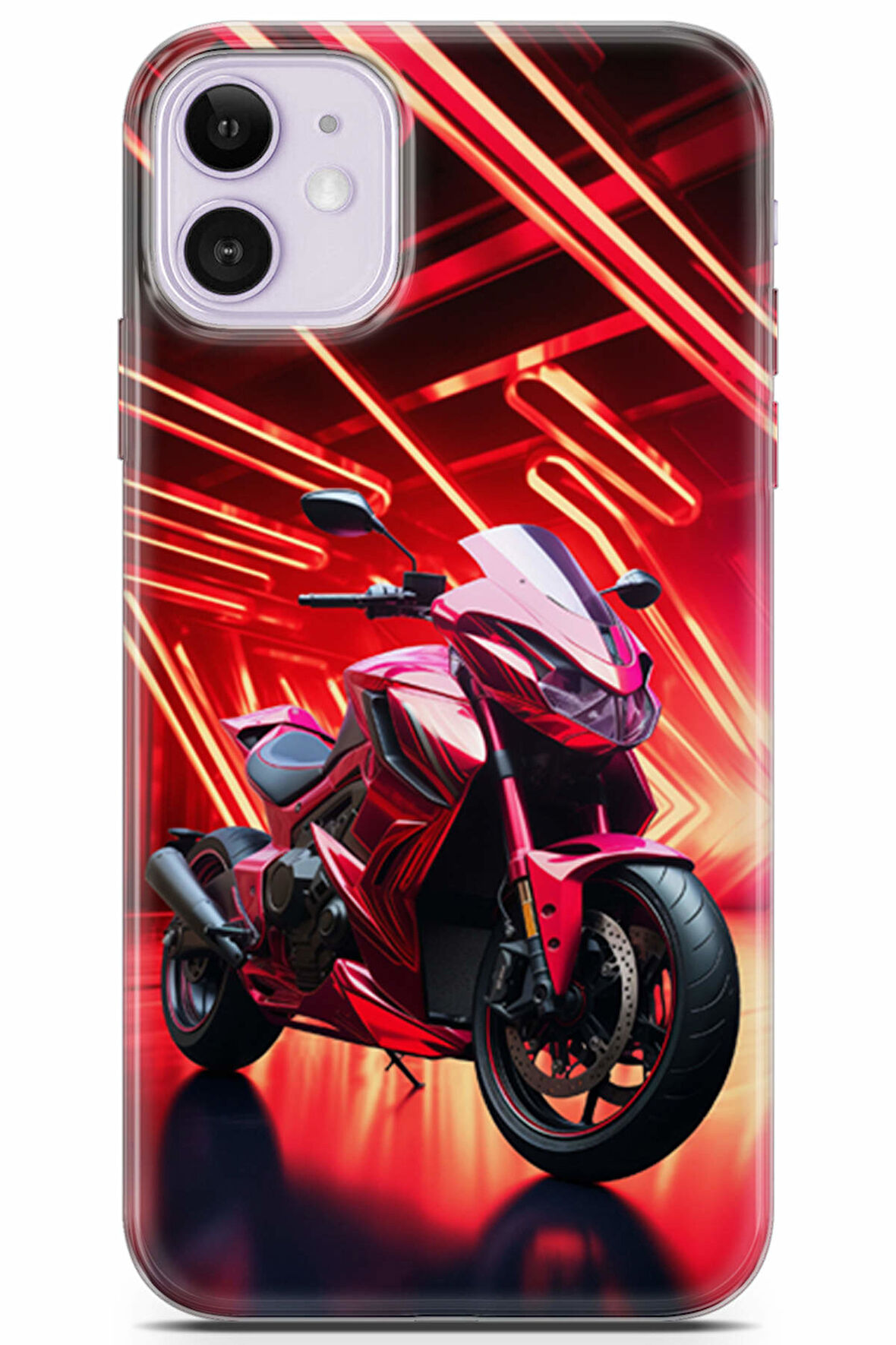 Apple iPhone 11 uyumlu Otomoto 26 Kab Kırmızı Alev Motor