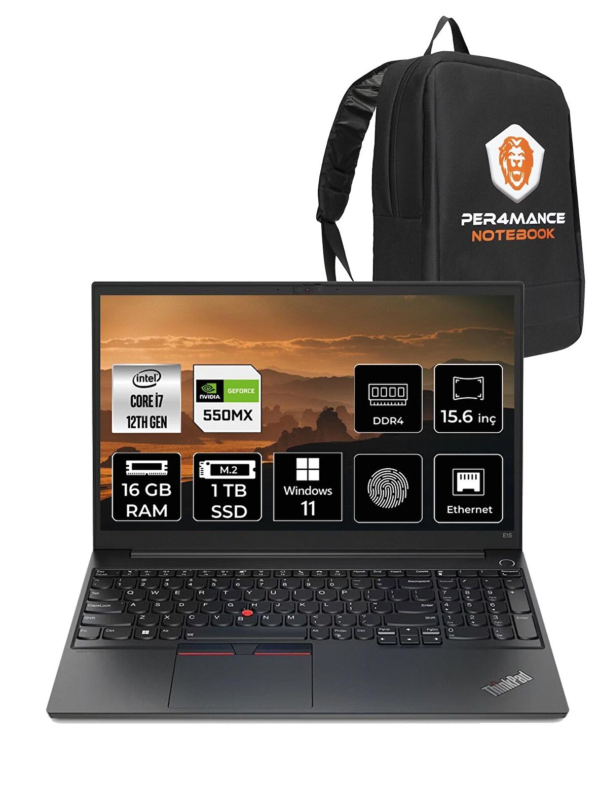 Lenovo Thinkpad E15 G4 i7 1255U 16GB 1TB SSD 15.6" FHD W11H 21E60076TX & PER4 ÇANTA