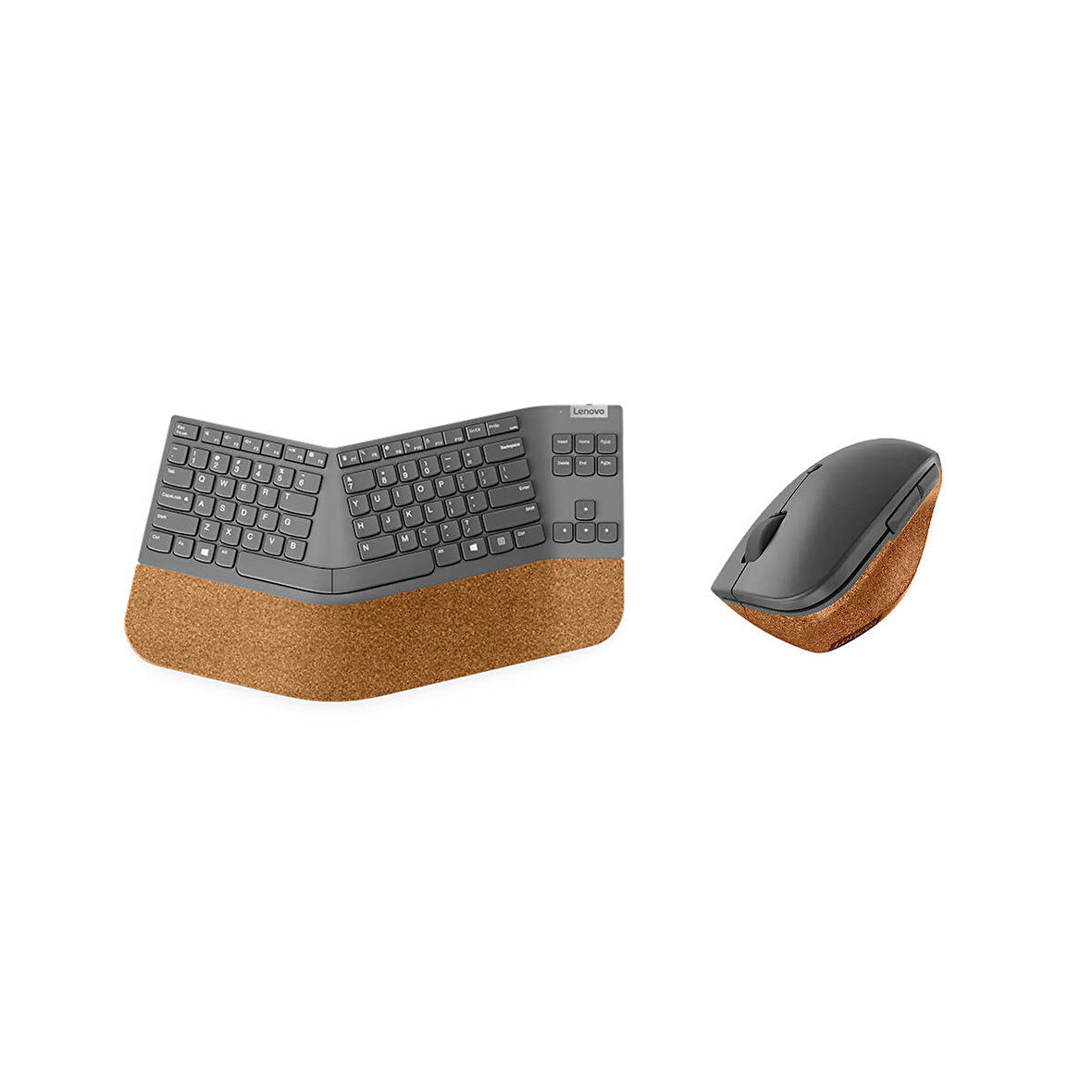 Lenovo Go Wireless Split İngilizce Klavye+ Go Wireless Vertical Mouse Gri