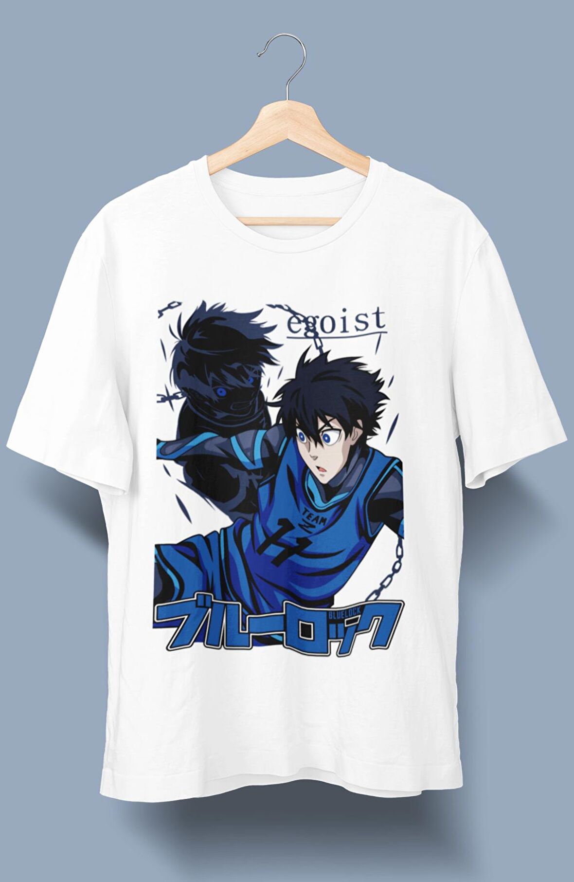 Oversize Blue Lock İsagi Tişört, Unisex Anime Baskılı T-Shirt