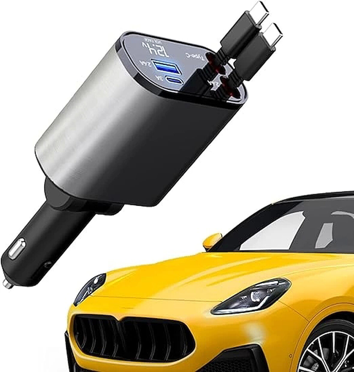 USB C Araç Şarj Aleti,4'ü 1 Arada Hızlı Şarj Araç Güç Adaptörü | 120W Araç USB Şarj Cihazı Çok Bağlantı Noktalı Evrensel Arabalar Off-Road Araçlar, Arabalar için Çakmak Şarj Cihazı Fulenyi