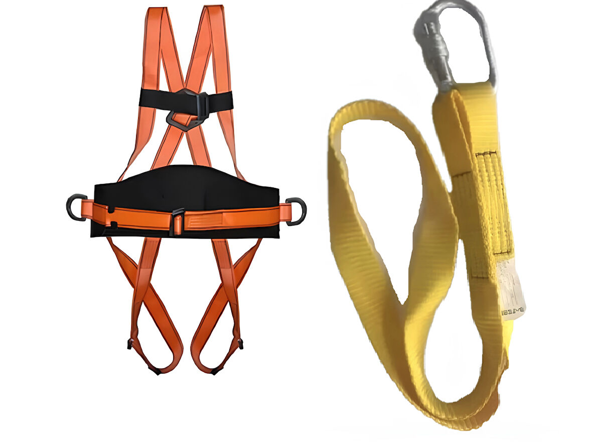 SafeSet Emniyet Kemeri Paraşütçü Tipi Bel Destekli Karabinalı Lanyard