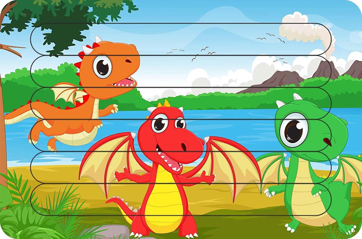 Bebek Dinozorlar Çubuk Ahşap Çocuk Puzzle Yapboz