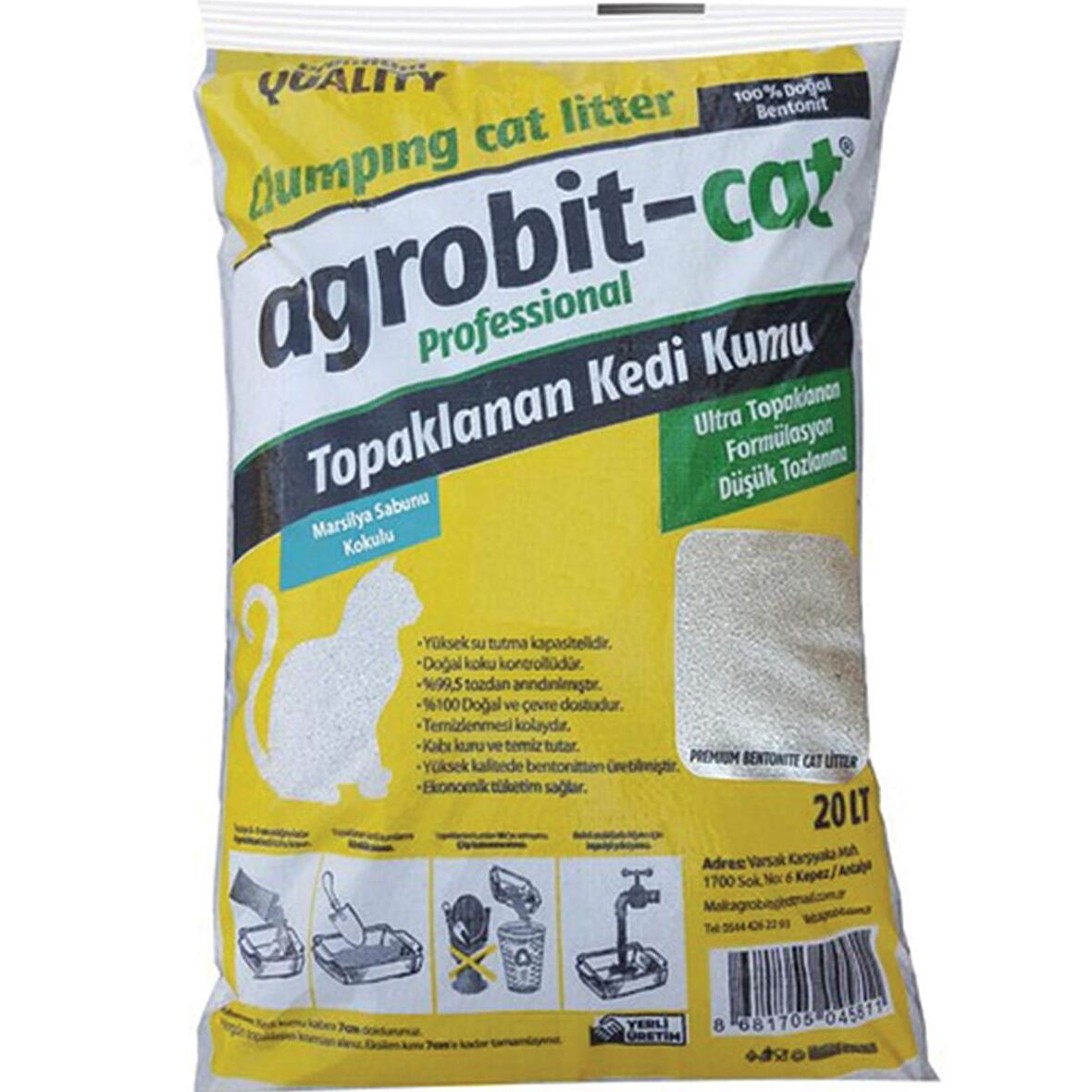 Agrobit Cat Marsilya Sabunlu Doğal Kedi Kumu 20 lt