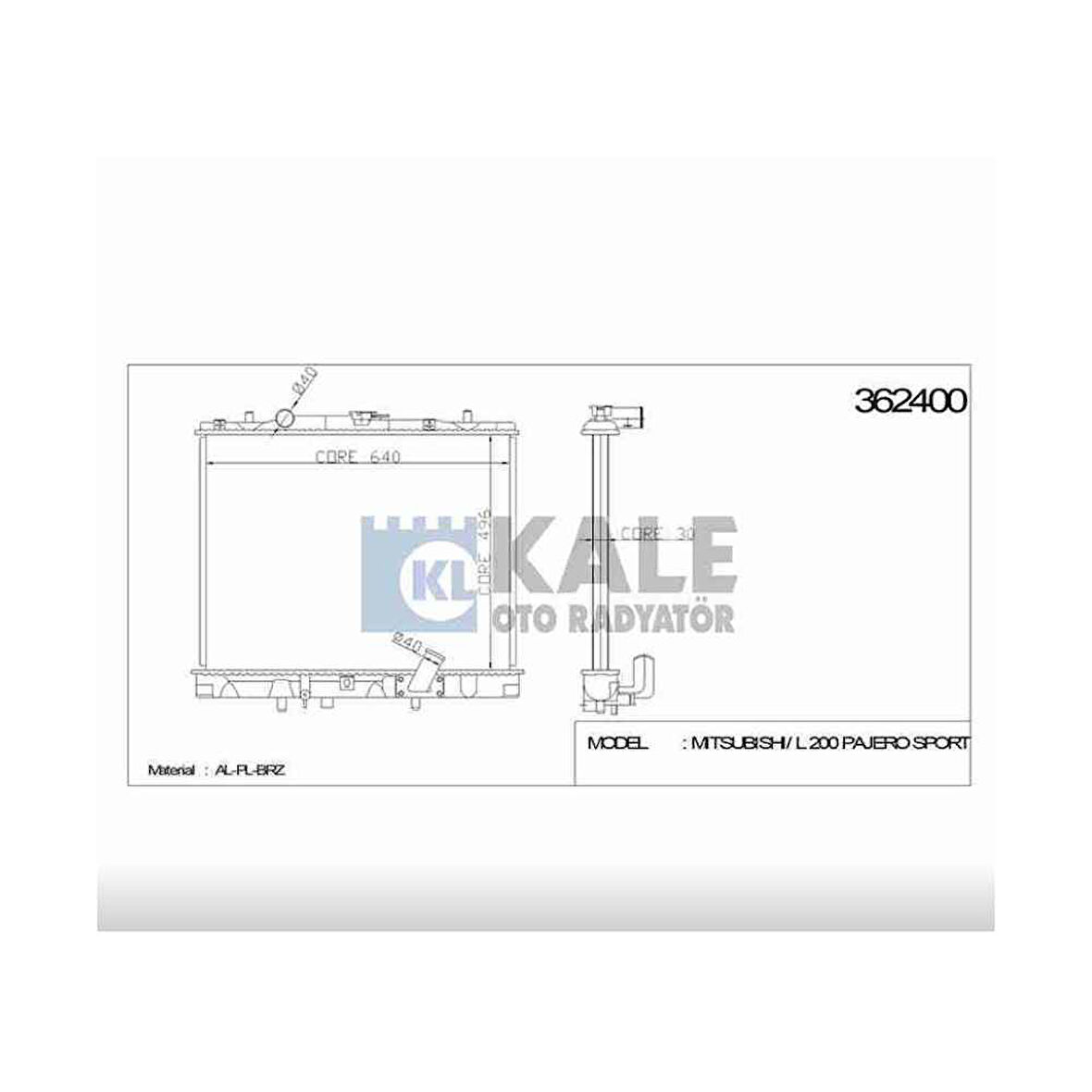 RADYATÖR SU L-200 01-06 PAJERO SPORT M-T BRAZING