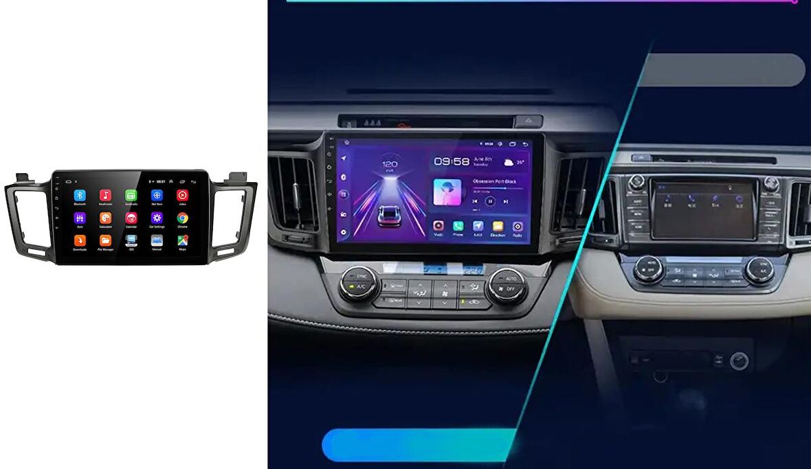 Toyota RAV4 (2013+) Uyumlu Android Multimedya Sistemi – 4 Çekirdek İşlemci, 4GB RAM, 64GB Hafıza, CarPlay & Android Auto, Geri Görüş Kamerası