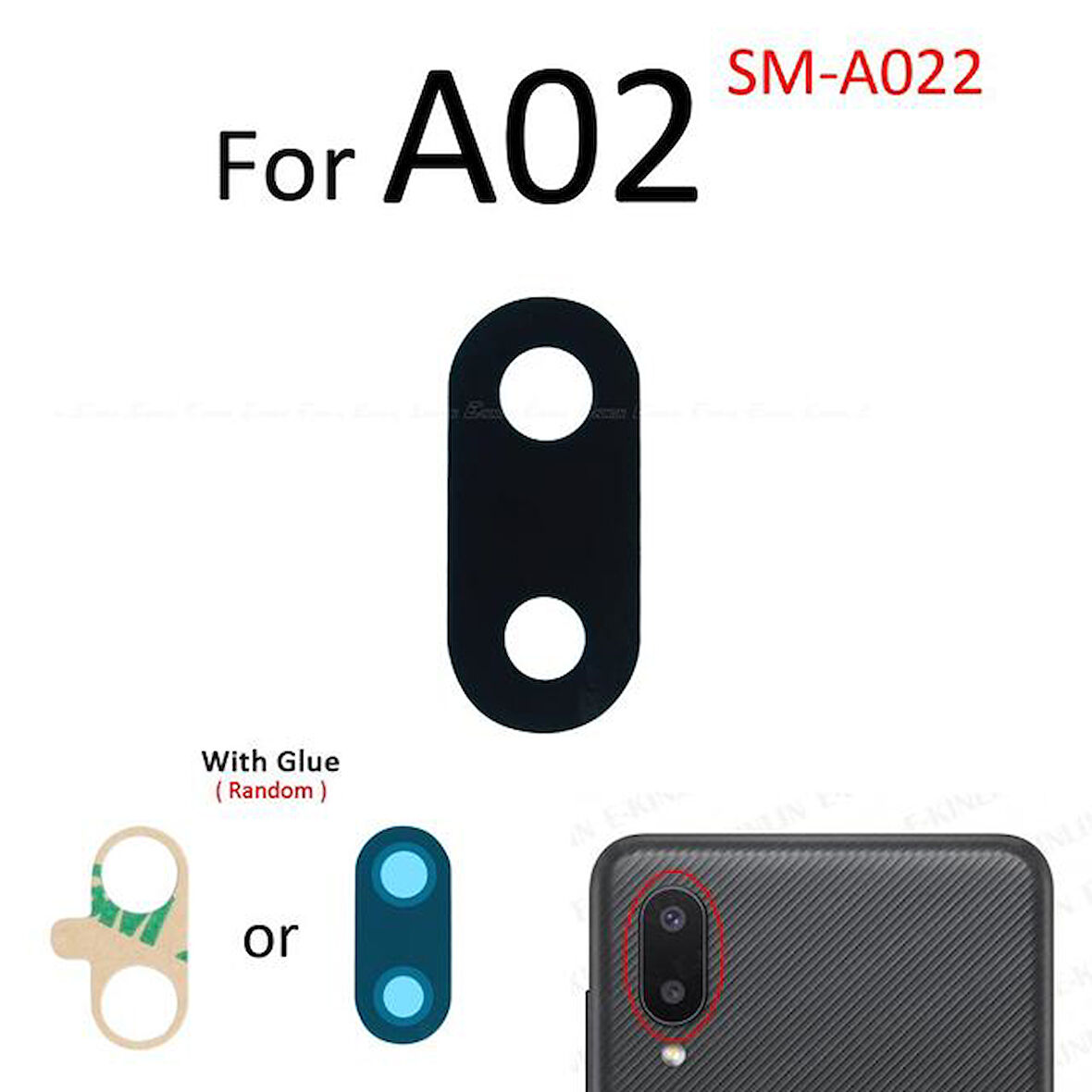 Tkgz Samsung Galaxy A02 Arka Kamera Camı Lens Yapışkanlı