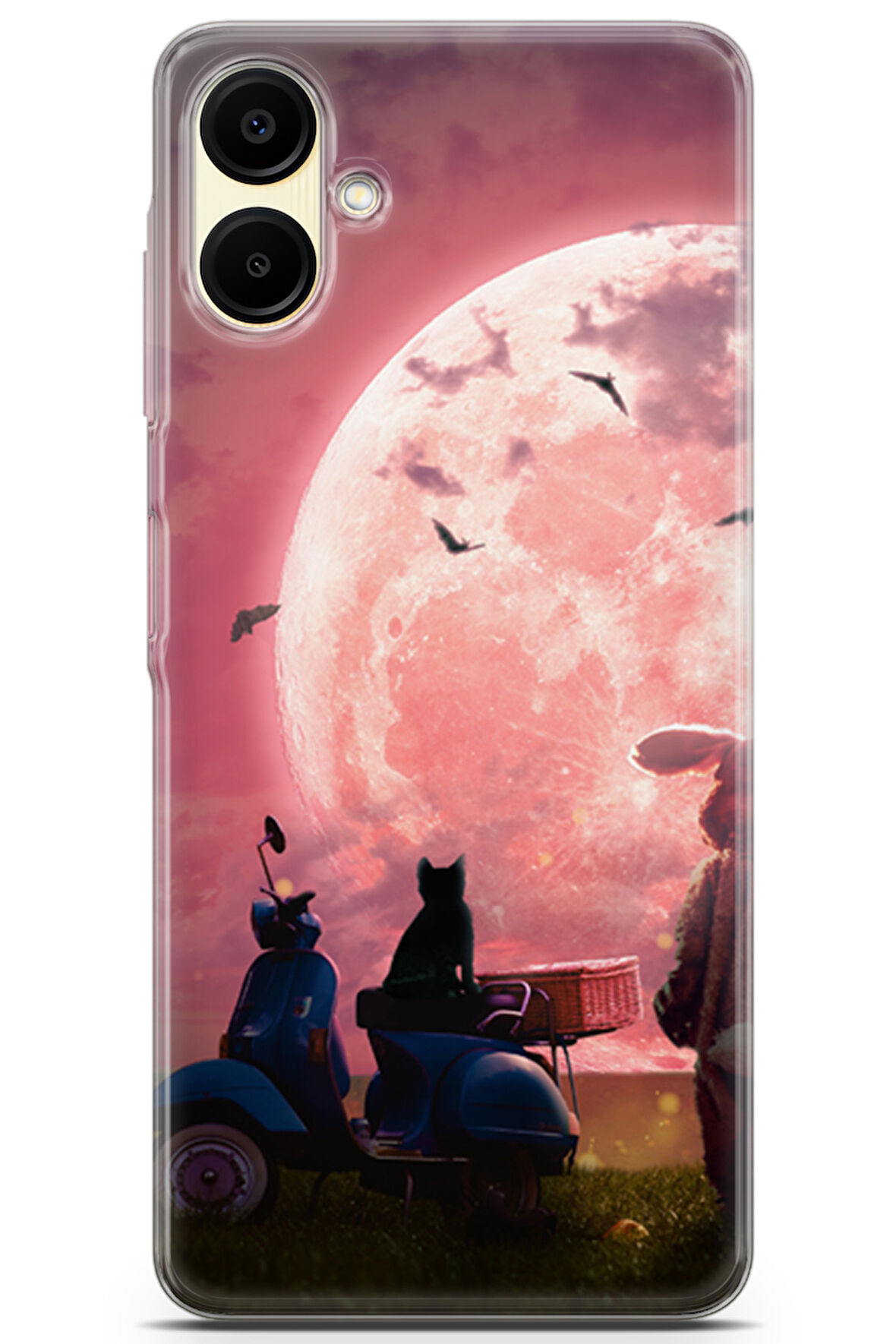 Samsung Galaxy A06 uyumlu Otomoto 22 4K Baskı Tavşan Pembe Ay