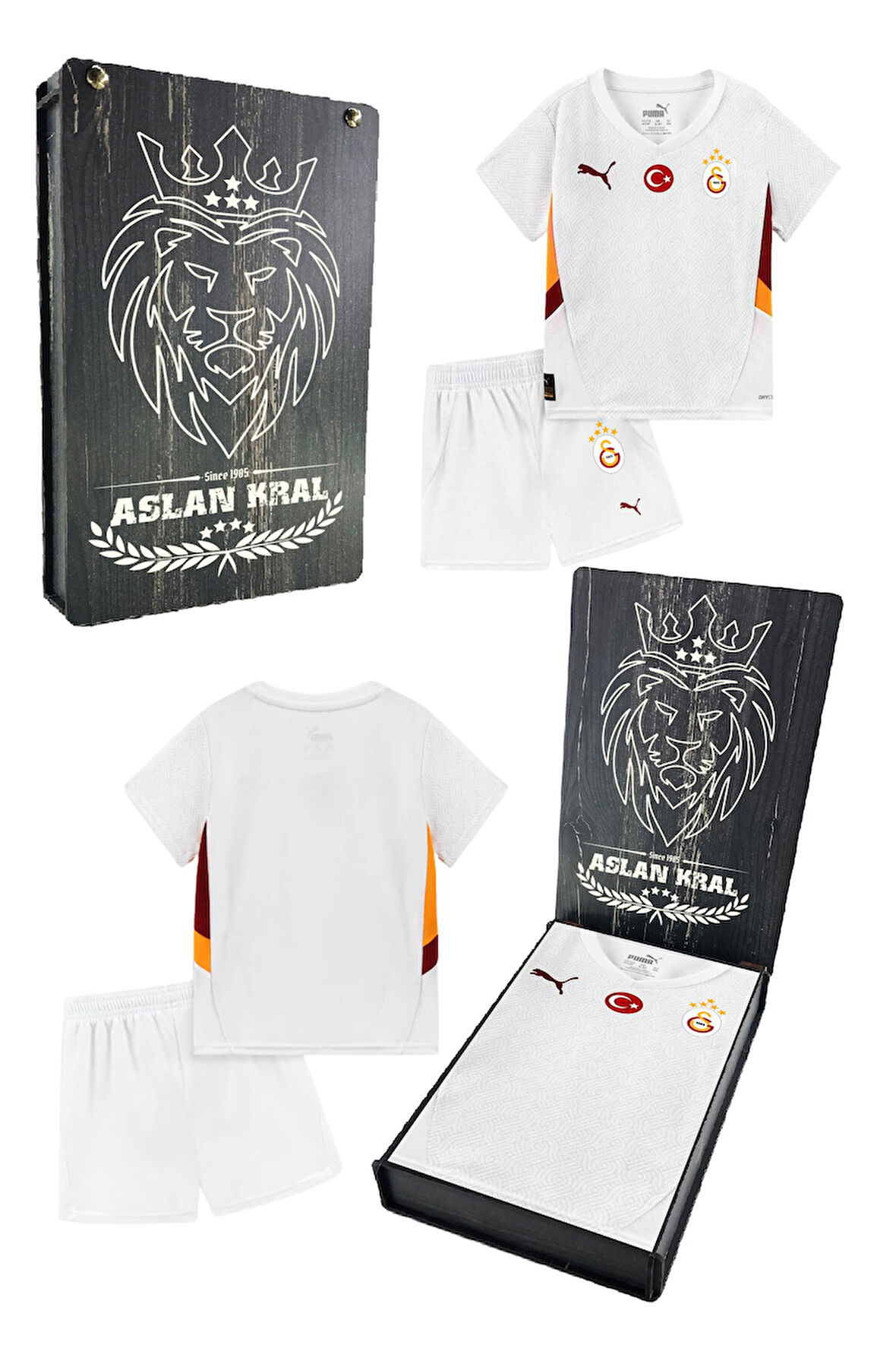 Orijinal Lisanslı 24-25 Beyaz 5 Yıldızlı Lazer Aslan Baskılı Çocuk Forma Set Hed