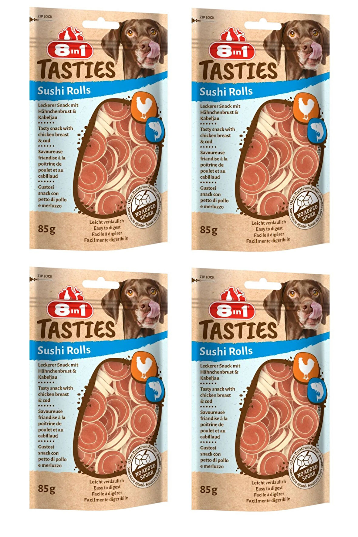 8in1 Tasties Sushi Rolls Tavuk ve Balıklı Köpek Ödülü 85 Gr. X 4 Adet