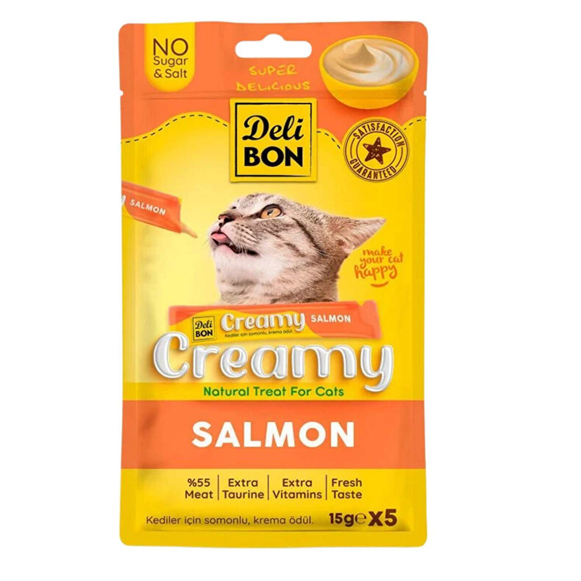 Kedi Ödül Maması - Creamy - Somonlu - 15 gr 5'li - Delibon