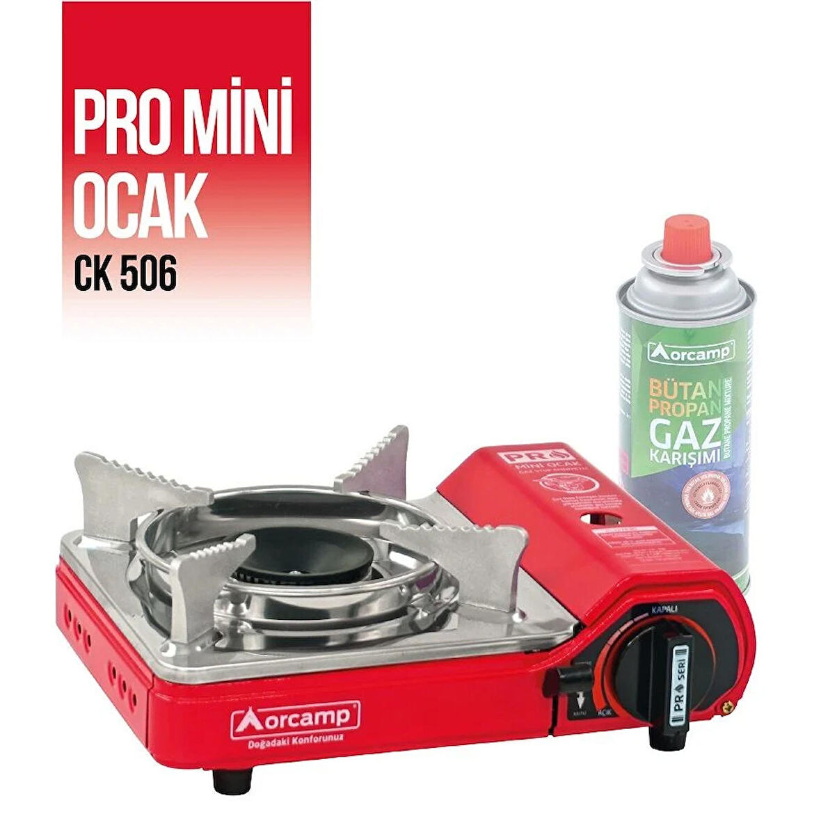 Orcamp Tekli Çantalı Mini Portatif Ocak Kırmızı CK-506