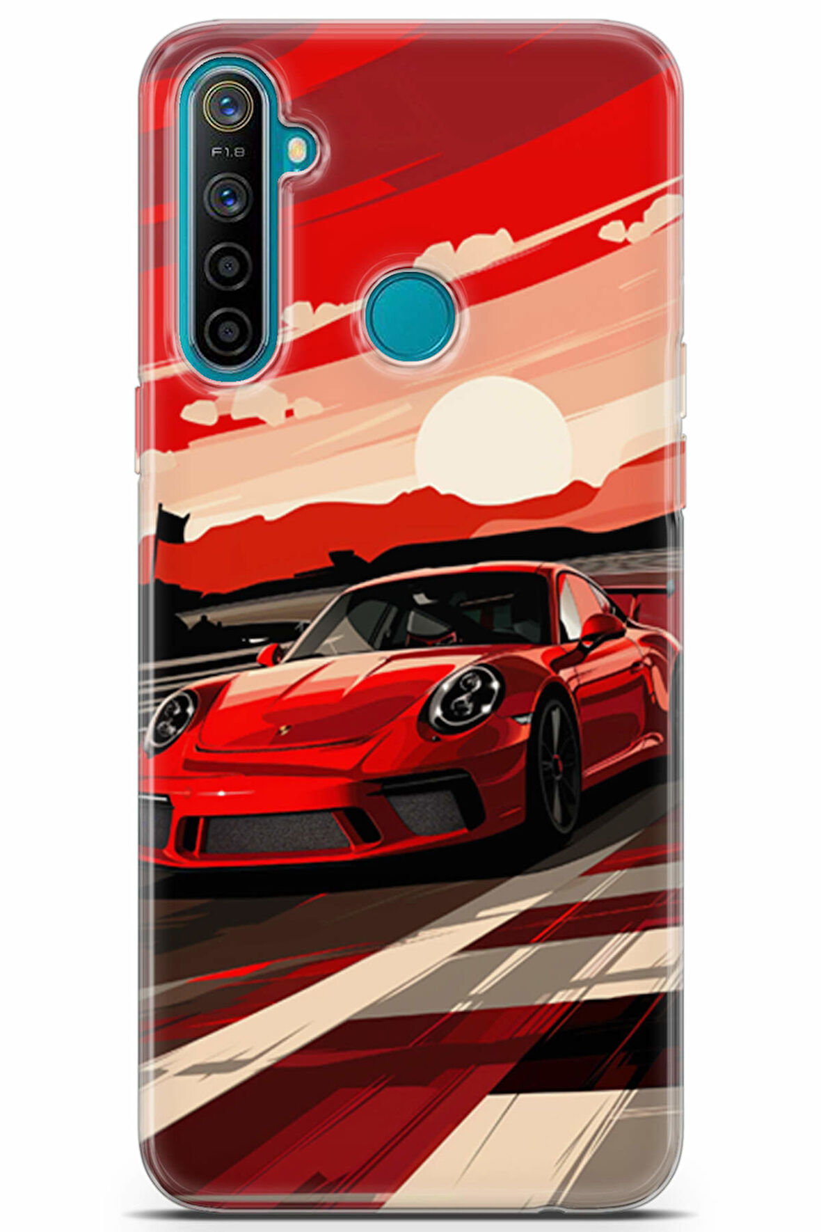 Realme 5I uyumlu Otomoto 19 Parlak Baskılı Pist Porsche