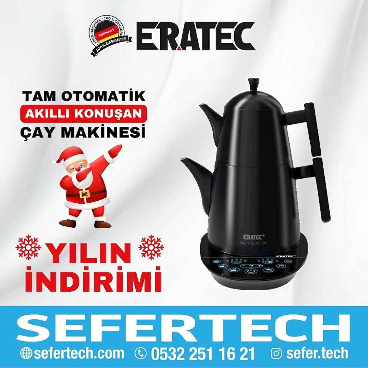 ERATEC | Tm-53 | Tam Otomatik Konuşan Akıllı Çaydanlık (SİYAH)