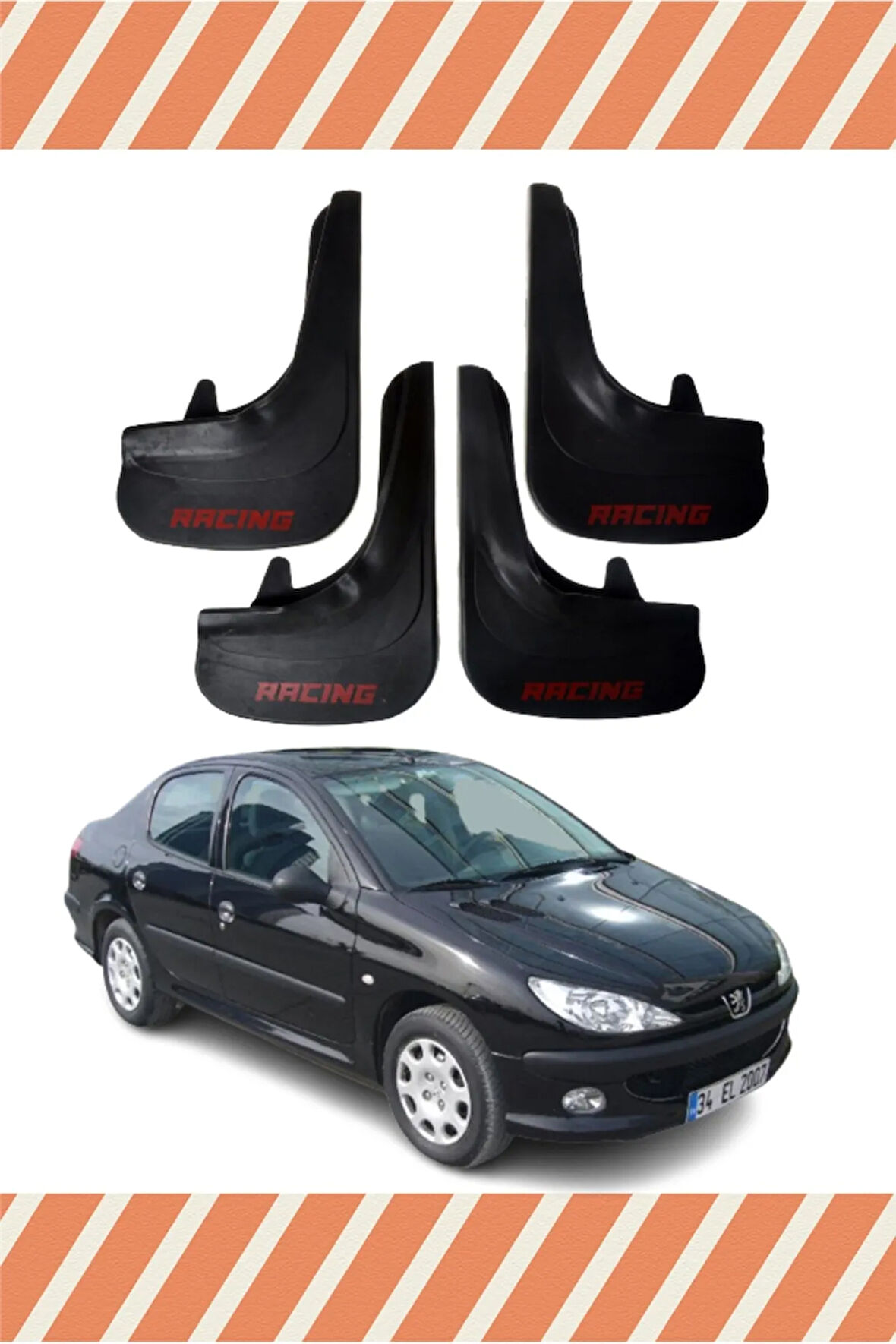 Peugeot 206 Sd tüm kasalar racing yazılı 4’lü tozluk çamurluk paçalık