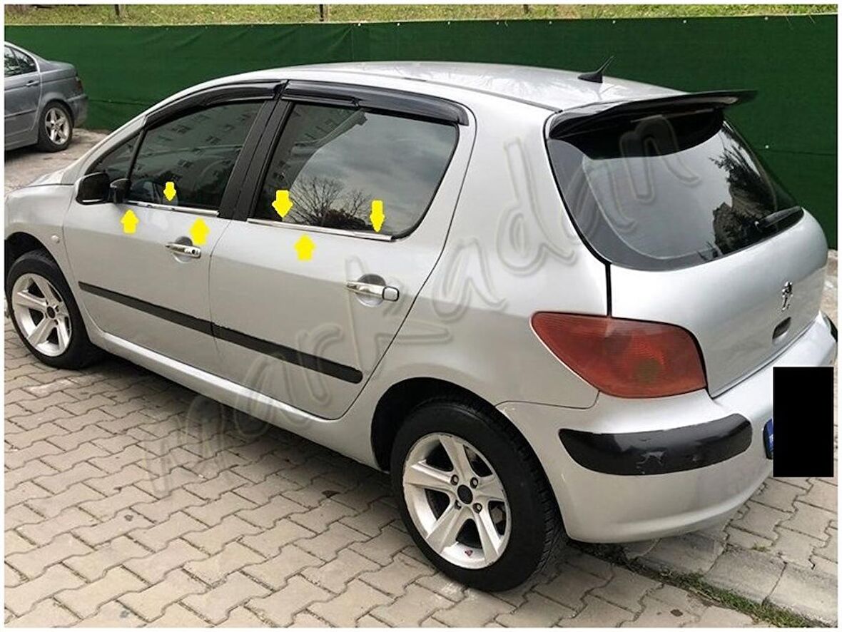 WOC Chrome Peugeot 307 Krom Cam Çıtası 2001-2008 4 Parça Paslanmaz Çelik