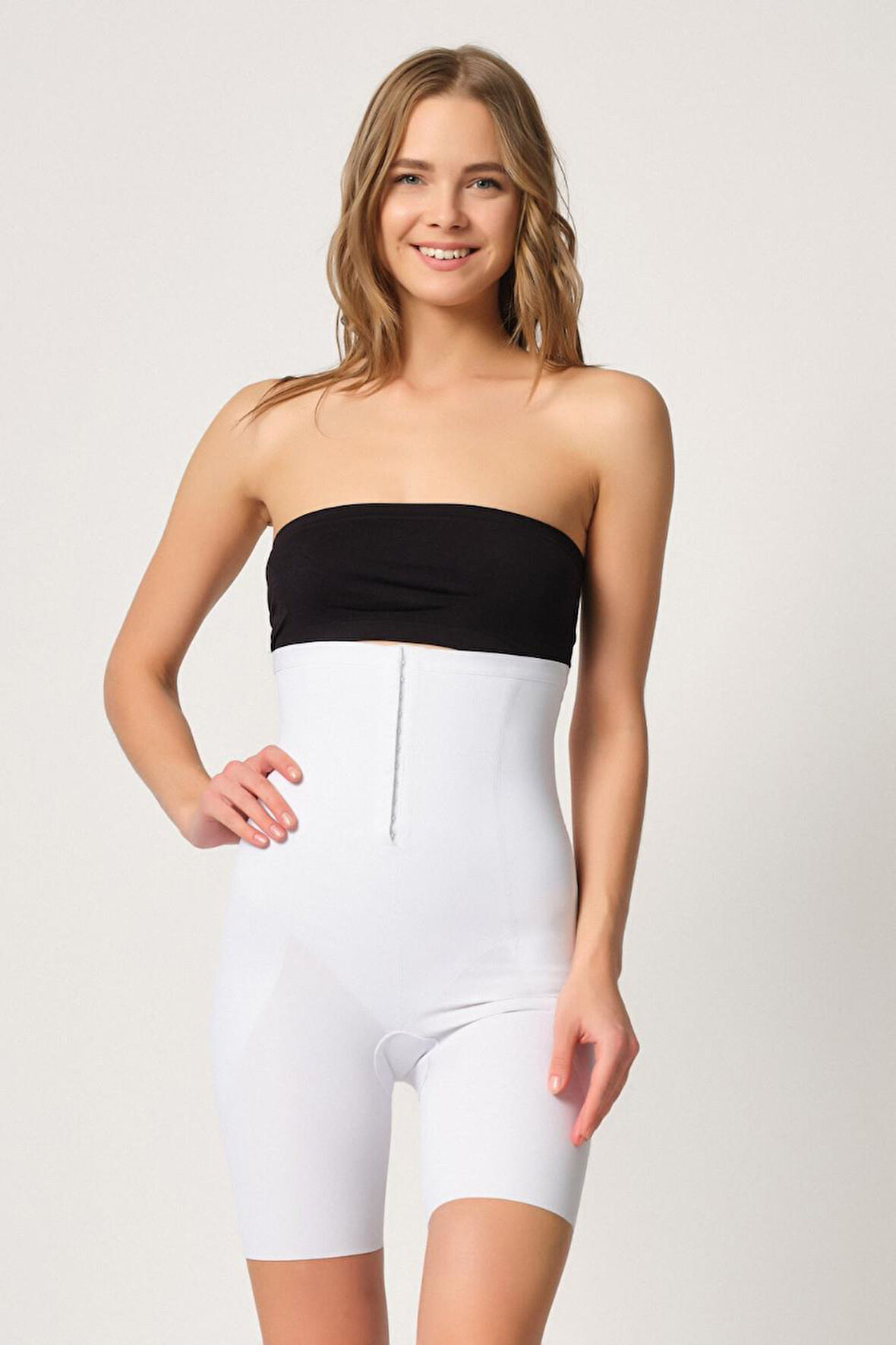 BEYAZ MI Emay 2832 Yüksek Bel Balen Destekli Agraflı Lazer Korse