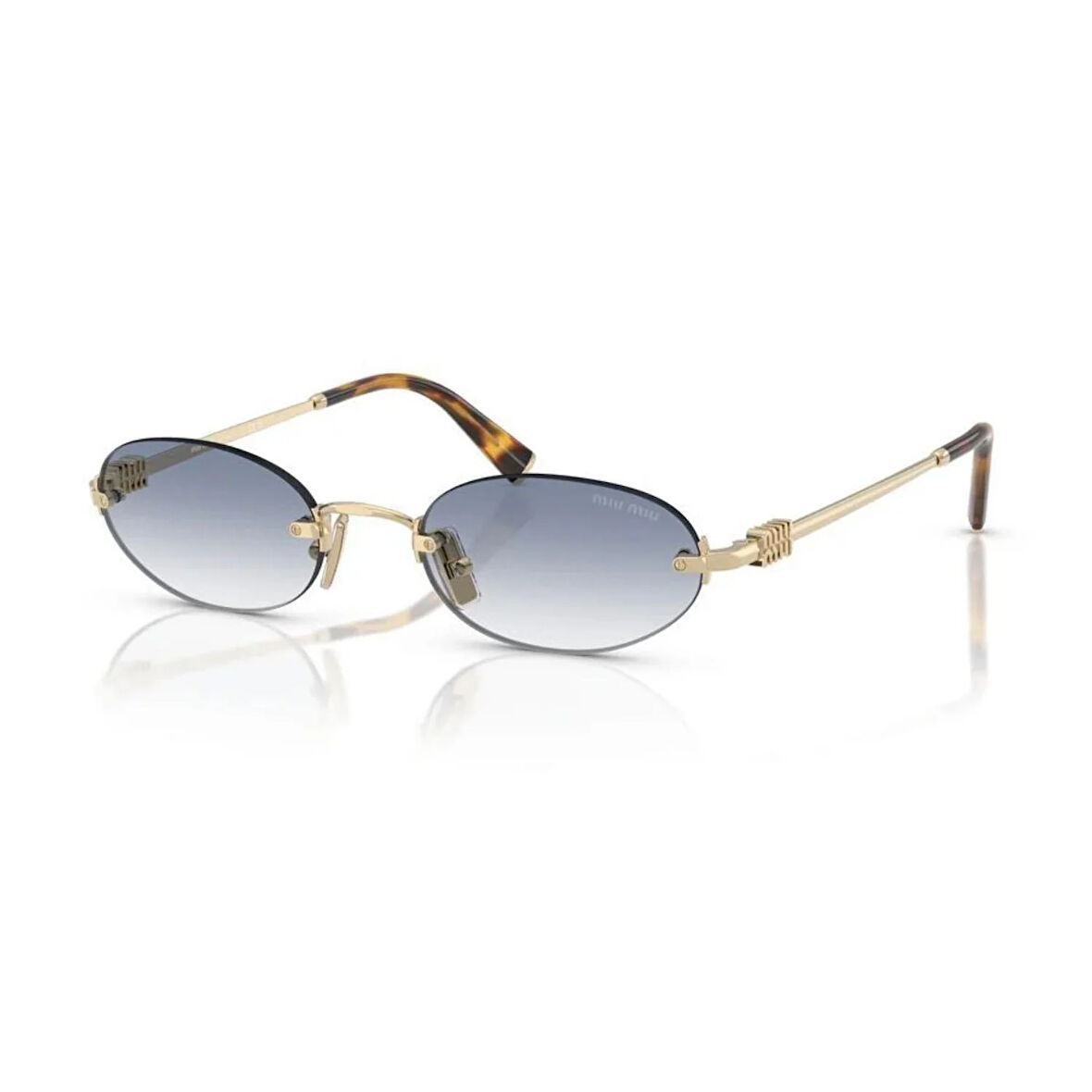 MIU MIU A54S ZVN80O 51 Kadın Oval Gold Metal Güneş Gözlüğü