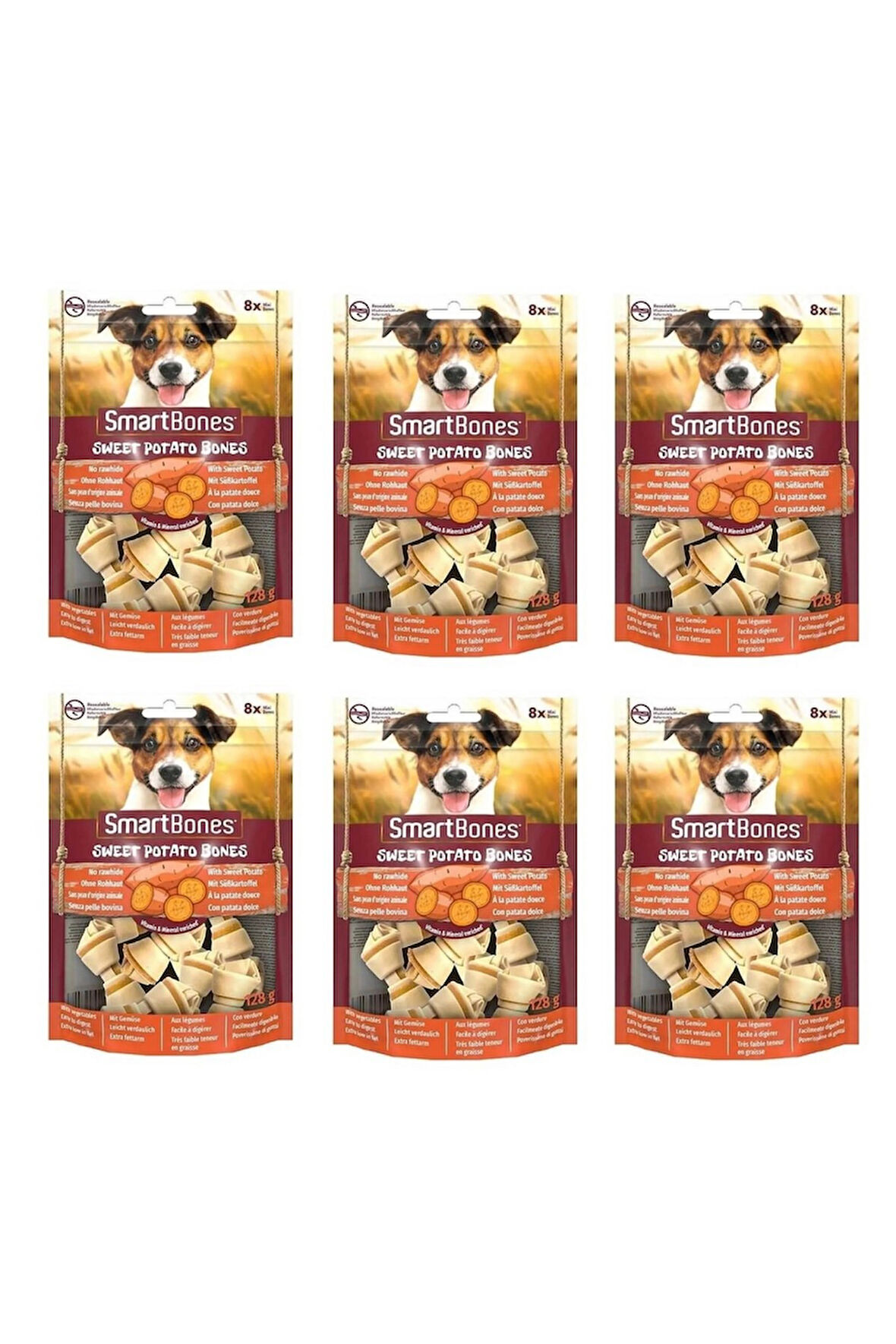 Smartbones Tavuklu ve Tatlı Patatesli Mini Kemik 8 Li 128 Gr. X 6 Adet
