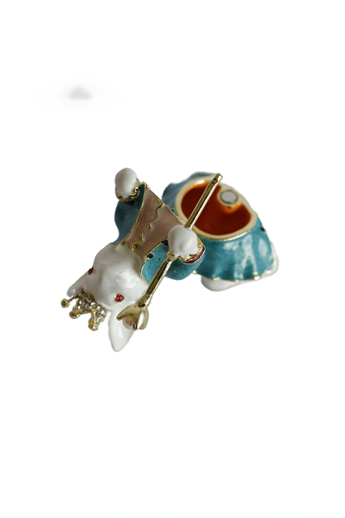 Dekoratif Kral Tavşan Biblo, Kristal Taşlı Metal, 7 cm, 4.5 cm, Hediye Kutulu