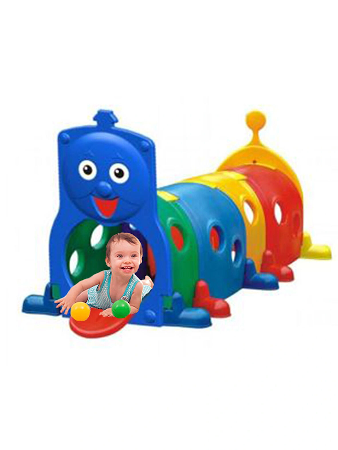 Mutlu Tren Oyun Tüneli Plastik Renkli Tırtıl Tünel Anaokulu Oyuncak Çocuk Tırtıl Oyun Tüneli