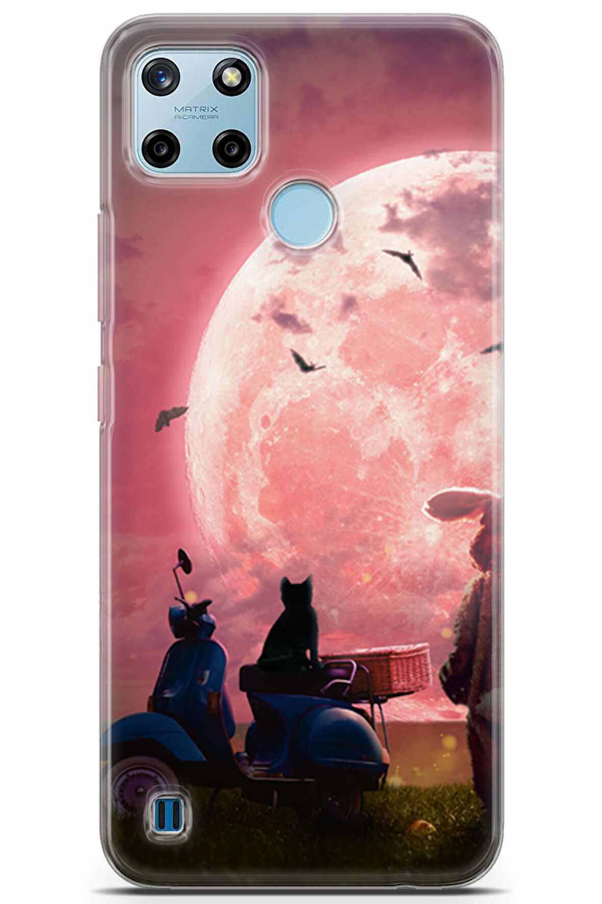 Realme C25Y uyumlu Otomoto 22 Ultra HD Tavşan Pembe Ay