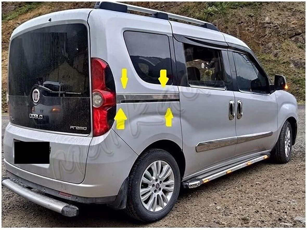 WOC Chrome Fiat Doblo Krom Sürgülü Kapı Çıtası 2010 Sonrası 2 Parça Paslanmaz Çelik