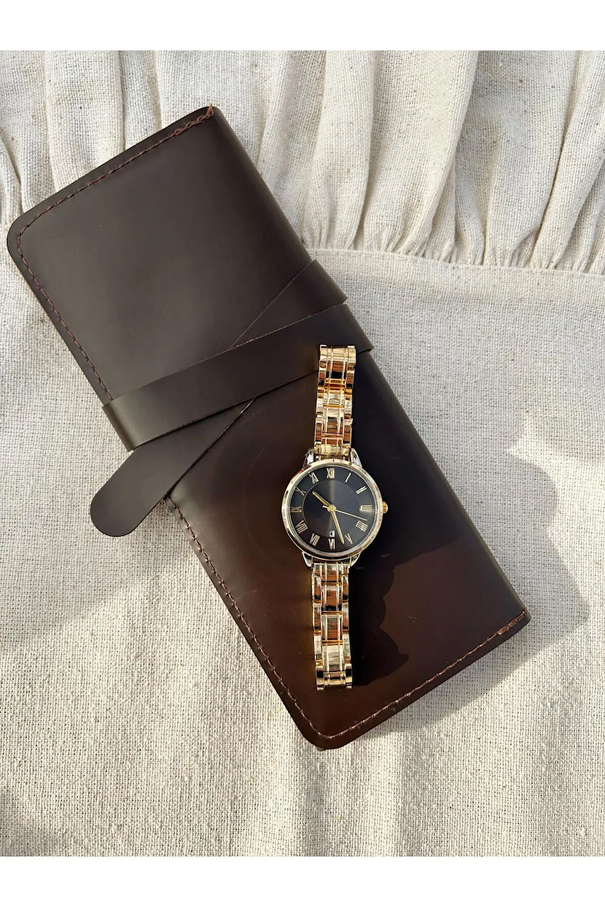 Retro QUARTZ Minimal Metal Kordon Vintage Kadın Kol Saati Altın Renk