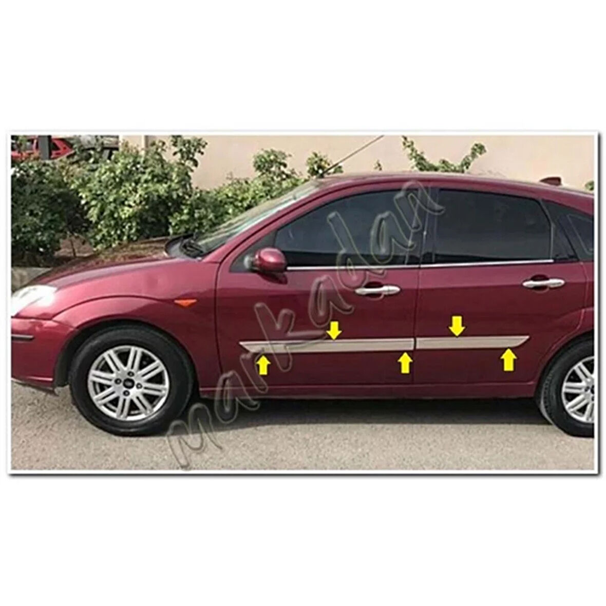 WOC Chrome Ford Focus Krom Yan Kapı Çıtası 1998-2005 4 Parça Paslanmaz Çelik