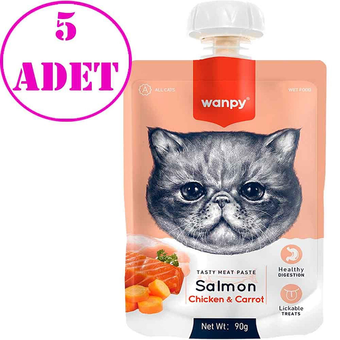 Wanpy Kedi Ödülü Somonlu Tavuklu Ezme 90 Gr 5 AD