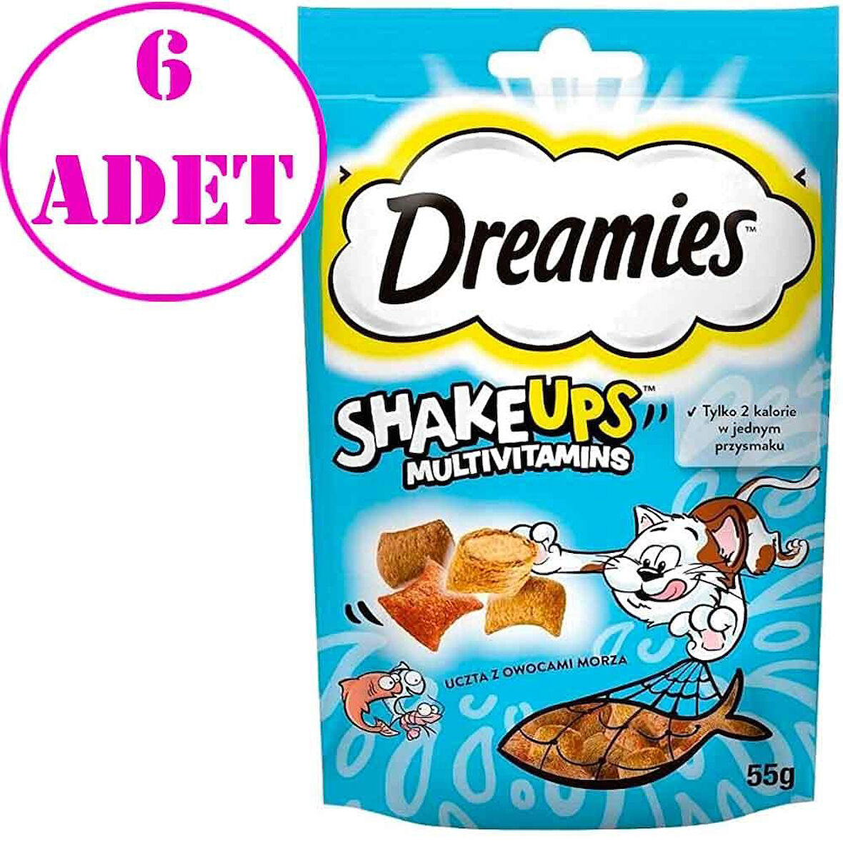 Dreamies Kedi Ödülü Shake Ups Seafood 55 Gr 6 AD